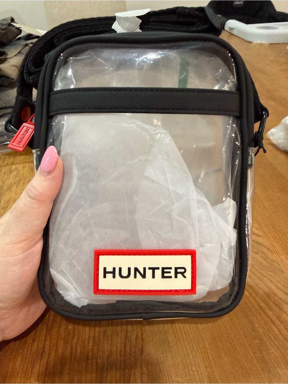 Hunter Clear Crossbody with Black Trim and Red Logo Patch - Picture 5 of 10